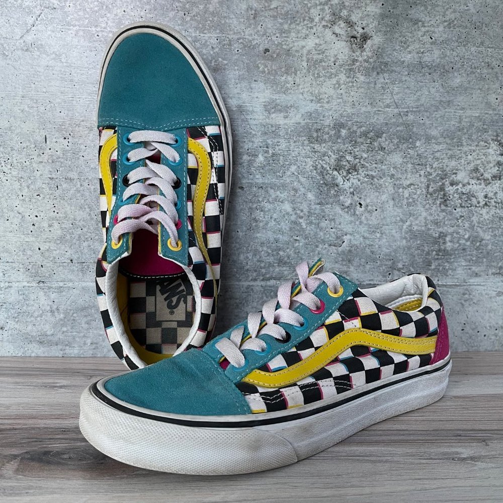 Multi color checkered Vans